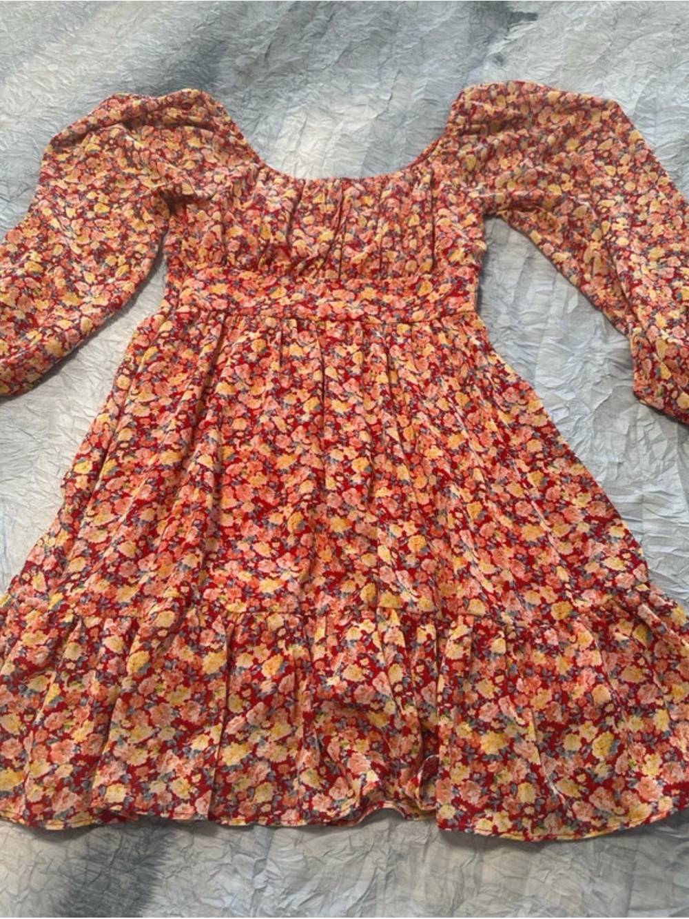 Floral Ruffle Dress - Red Multi - Picture 8 of 9